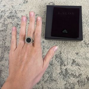 LAGOS Maya Black Onyx Inlay Circle Ring